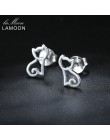 LAMOON 2018 nowa pusta kot 925-Sterling-Silver stadniny kolczyki srebrny kolor S925 Fine Jewelry dla kobiet dziewczyna prezent L