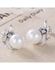 Stadniny kolczyki dla kobiet ze srebra próby 925 biżuteria okrągły słodkowodne perły AAA cyrkon kwiat Engagement Wedding Party k