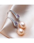 2018 moda fioletowy kolczyki wiszące z austriackimi kryształkami Hot sprzedaży 925 srebro biżuteria z naturalna perła słodkowodn