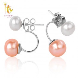 [Nimfa] podwójne kolczyki z pereł dla kobiet perła biżuteria naturalna perła słodkowodna stadniny kolczyki ze srebra próby 925 F