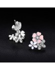 Jewelrypalace 925 srebro kolczyki kolczyki kolczyki emalia Magnolia Party kolorowe kwiat cyrkonia Fine Jewelry