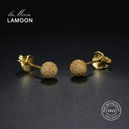 LAMOON 2018 NewFashion 5 MM w kształcie kuli 100% prawdziwe 925-Sterling-Silver stadniny kolczyki S925 Fine Jewelry dla kobiet d