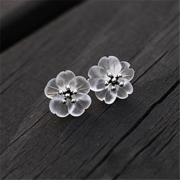 Lotus zabawy majątek 925 srebrny naturalny kryształ ręcznie robiona biżuteria kwiat w deszczu stadniny kolczyki dla kobiet Brinc