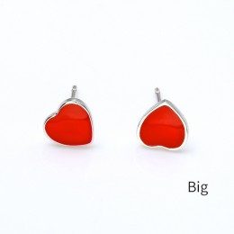 INZATT klasyczne czerwone serce emalia stadniny kolczyki 925 Sterling Silver Fine Jewelry dla kobiet romantyczne akcesoria na we