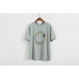 2019 lato małe świeże haft krótki rękaw T Shirt kobiety koreański Harajuku Tshirt Femme koreański ubrania