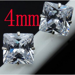 4-6mm Unisex kolczyki 100% 925 srebrny nowy modny plac kryształ kolczyki męskie do paznokci AAA cyrkon moda biżuteria dla kobiet