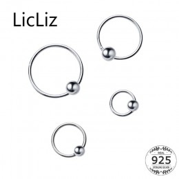 LicLiz okrągły 925 srebro standardowe owalne Hoop kolczyki dla kobiet Ear Hoop kolczyki z koło proste srebrna belka czystości pę