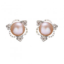 Hurtownie Fine Jewelry trzy kryształowe serce kolczyki różowy prawdziwa perła słodkowodna stadniny kolczyki dla kobiet korowód