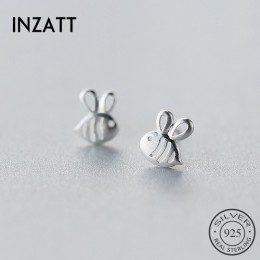 INZATT Punk prawdziwa 925 Sterling Silver śliczne Hollow Tiny Bee stadniny kolczyki dla kobiet Party Fine biżuteria piękny akces