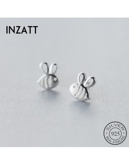 INZATT Punk prawdziwa 925 Sterling Silver śliczne Hollow Tiny Bee stadniny kolczyki dla kobiet Party Fine biżuteria piękny akces