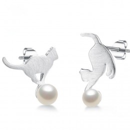 JEMMIN nowy hip-hop dziewczyny stadniny kolczyki kobiety osobowość biżuteria śliczne zwierząt Pearl 925 Sterling Silver kolczyki