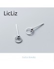 LicLiz okrągłe srebro 925 kulkowe kolczyki dla kobiet zatyczki do uszu kolczyki z koło proste srebrna belka czystości pętli LE04