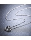 [Czarny AWN] Fine oryginalne 100% 925 srebro naszyjnik kobiety biżuteria serce czarny i biały kamień wisiorki P107