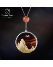 Lotus zabawy majątek 925 Sterling Silver naturalne kamień szlachetny biżuteria kreatywny powrotem ptaka w zachód słońca wisiorek