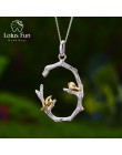 Lotus zabawy majątek 925 Sterling Silver naturalne oryginalne ręcznie grzywny biżuteria ptak na gałęzi wisiorek bez naszyjnik dl