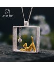 Lotus zabawy majątek 925 Sterling Silver ręcznie projektant biżuterii moda kot gra kulki wisiorek bez naszyjnik dla kobiet