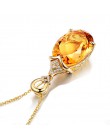 Srebro 925 Wisiorek naszyjnik dla kobiet żółty cytryn łańcuszek cyrkonie złoty