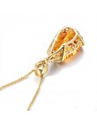 Srebro 925 Wisiorek naszyjnik dla kobiet żółty cytryn łańcuszek cyrkonie złoty