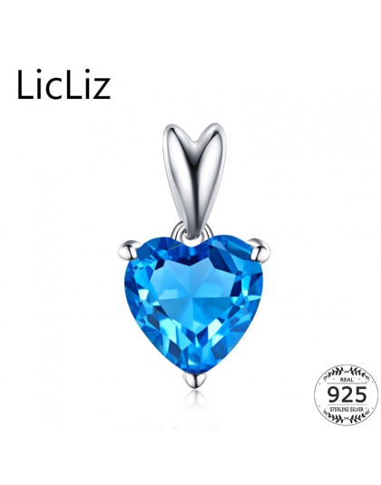 LicLiz 925 Sterling Silver serce wisiorki dla naszyjniki kobiety DIY Charms nieskończoność wisiorek niebieski CZ naszyjnik cyrko