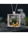 Lotus zabawy majątek 925 Sterling Silver ręcznie projektant biżuterii moda kot gra kulki wisiorek bez naszyjnik dla kobiet