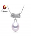 Lindo wysoki połysk naturalne perły wisiorki dla kobiet moda biżuteria srebrna 925 biały czarny 8-9mm słodkowodne perły naszyjni