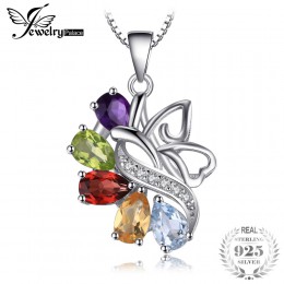 JewelryPalace Butterfly 2.4ct prawdziwy ametyst granat Peridot cytryn niebieski Topaz wisiorek 925 Sterling Silver bez łańcucha