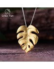 Lotus zabawy majątek 925 Sterling Silver ręcznie grzywny biżuteria kreatywny liście Monstera projekt wisiorek bez naszyjnik dla 