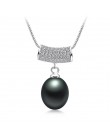 Lindo wysoki połysk naturalne perły wisiorki dla kobiet moda biżuteria srebrna 925 biały czarny 8-9mm słodkowodne perły naszyjni