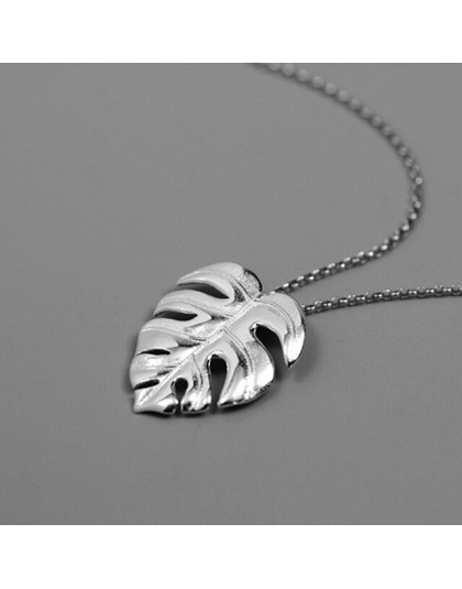 Lotus zabawy majątek 925 Sterling Silver ręcznie grzywny biżuteria kreatywny liście Monstera projekt wisiorek bez naszyjnik dla 