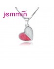 Jemmin wyższej jakości piękny różowy serce wisiorek + 18 "925 Sterling Silver naszyjnik łańcuch dla kobiet dziewczyn prezenty dl