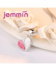 Jemmin wyższej jakości piękny różowy serce wisiorek + 18 "925 Sterling Silver naszyjnik łańcuch dla kobiet dziewczyn prezenty dl