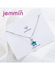 JEMMIN wykwintne niebieski gwiazda kryształ wisiorek 925 Sterling srebrny naszyjnik dla kobiet dziewczyn osobowość Party biżuter