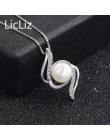LicLiz 925 perła z polerowanego srebra wisiorek dla kobiet Micro Pave CZ cyrkoniami DIY naszyjnik z amuletem geometryczne błyska