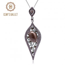 GEM'S balet 925 Sterling Sliver naturalne Smoky Quart kamień w stylu Vintage Gothic Punk wisiorek naszyjnik dla kobiet Party biż