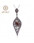 GEM'S balet 925 Sterling Sliver naturalne Smoky Quart kamień w stylu Vintage Gothic Punk wisiorek naszyjnik dla kobiet Party biż