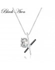 Romantyczny 925 Sterling Silver Fine biżuteria naszyjniki wisiorki kobiety Trendy czarny i biały kamień "X" Bijoux naszyjnik P03