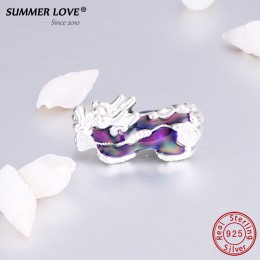 999 Sterling Silver Pixiu lew zwierząt naszyjnik wisiorek dla kobiet mężczyzn zmienny kolor biżuterii ustalenia DIY Charms preze