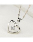 JEMMIN eleganckie 925 Sterling Silver cyrkonia CZ Hollow serce wisiorek naszyjnik kołnierzyk kobiety biżuteria na rocznicę ślubu