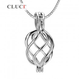 CLUCI 3 sztuk 925 Sterling Silver życzenie Pearl Cage Charms wisiorek biżuteria na prezent dla kobiet moda Twisted srebro 925 pe