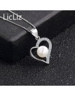 LicLiz 925 Sterling Silver serce wisiorki urok kobiety DIY słodkowodne perły Hollow wisiorek cyrkon utorować naszyjnik Charms LP