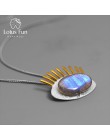 Lotus zabawy majątek 925 Sterling Silver naturalne labrador Fine Jewelry ciekawe złoto rzęsy wisiorek bez łańcucha dla kobiet