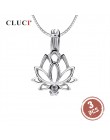 CLUCI 3 sztuk 925 Sterling Silver wisiorek kwiat lotosu perła medalion srebro 925 kwiat lotosu Charms wisiorek dla kobiet biżute