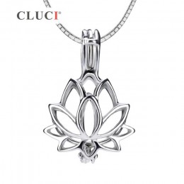 CLUCI 3 sztuk 925 Sterling Silver wisiorek kwiat lotosu perła medalion srebro 925 kwiat lotosu Charms wisiorek dla kobiet biżute