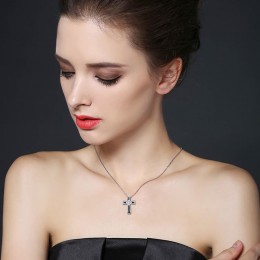 CrossNecklace 925 Sterling Silver grzywny krzyż biżuteria Trendy zaręczyny naszyjniki dla kobiet ślub wisiorki P106