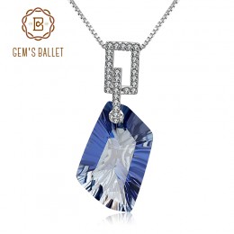 GEM'S balet 21.20Ct naturalne Iolite Blue Mystic kamień kwarcowy wisiorek naszyjnik 925 Sterling Silver Fine Jewelry dla kobiet