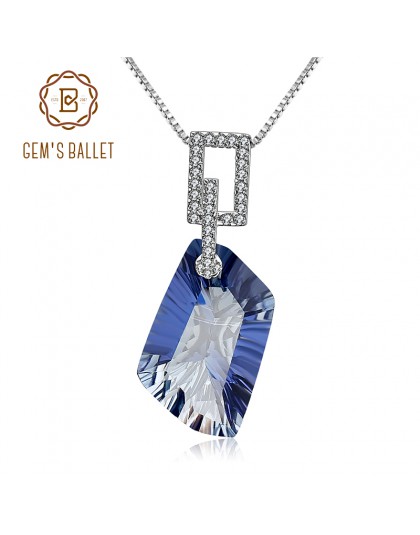 GEM'S balet 21.20Ct naturalne Iolite Blue Mystic kamień kwarcowy wisiorek naszyjnik 925 Sterling Silver Fine Jewelry dla kobiet