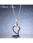 [Czarny AWN] romantyczny 925 Sterling Silver biżuteria naszyjnik dla kobiet czarny kręgosłupa kobiece serce ze srebra próby 925 