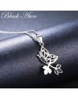 Czarny Awn romantyczny nowy przyjeżdża 925 Sterling Silver Fine Jewelry Trendy motyl zaręczyny naszyjniki i wisiorki dla kobiet 