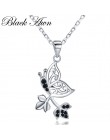 Czarny Awn romantyczny nowy przyjeżdża 925 Sterling Silver Fine Jewelry Trendy motyl zaręczyny naszyjniki i wisiorki dla kobiet 