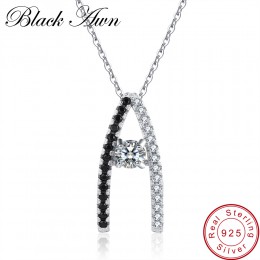 [Czarny AWN] 925 Sterling Silver Fine Jewelry Trendy zaręczyny naszyjniki dla kobiet kształt ślub wisiorki P010